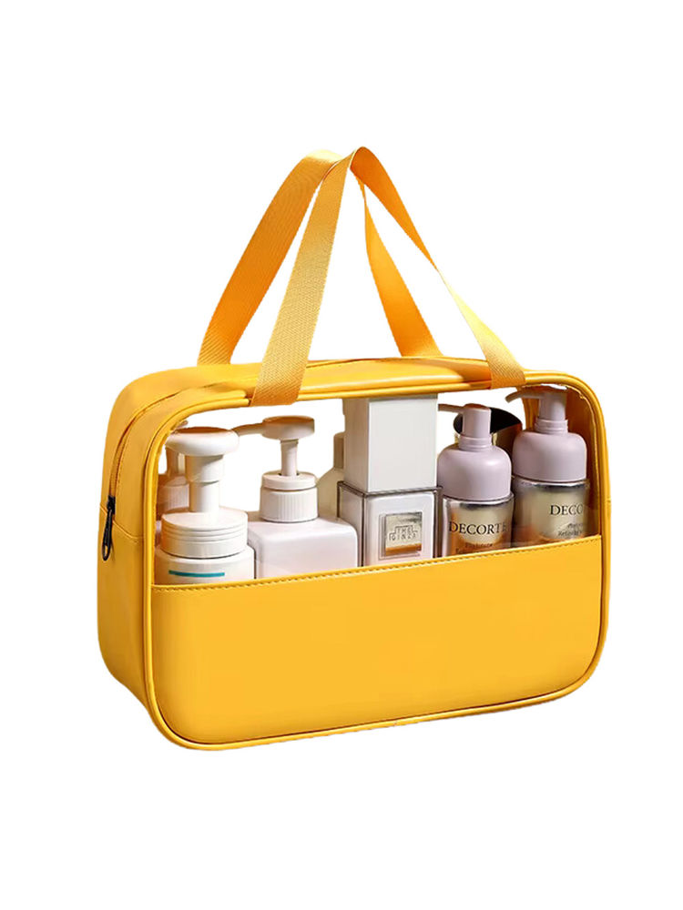 Kayanara Transparent Large Travel Makeup Kit - Yellow Toiletry Bag-image-3