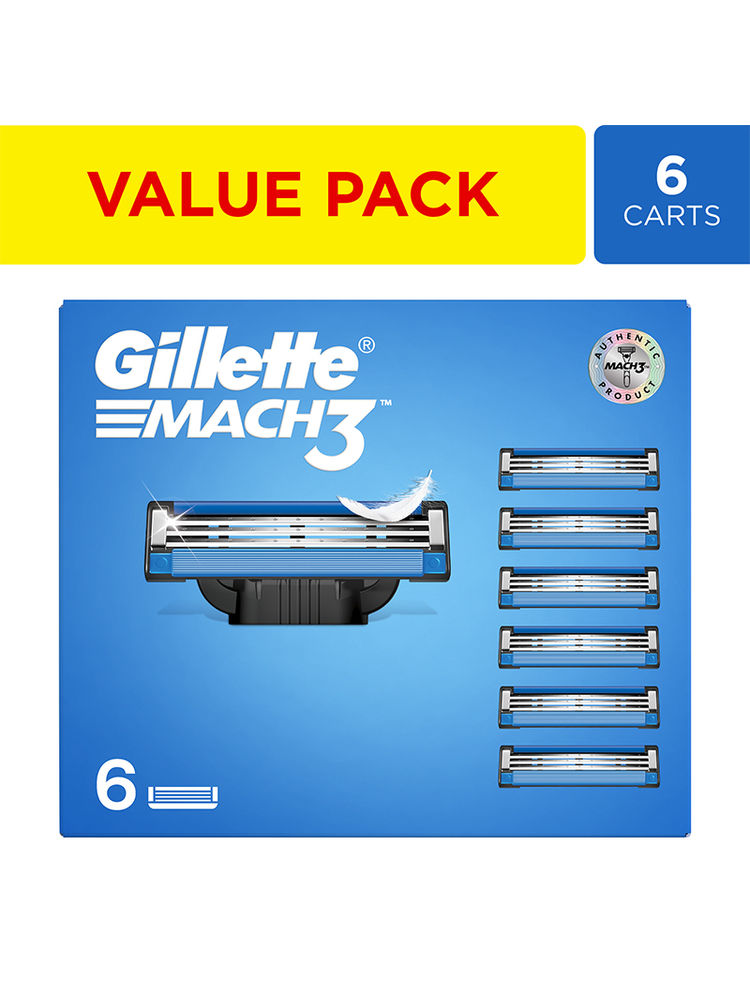 Gillette Mach 3 Shaving Blades for men (Pack Of 6 Cartridges)
