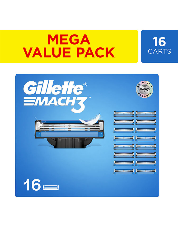 Gillette Mach 3 Shaving Blades for men (Pack Of 16 Cartridges)