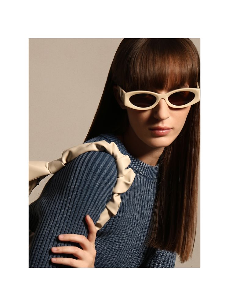 VERO MODA Cream Oval Framed Sunglasses-picture-17