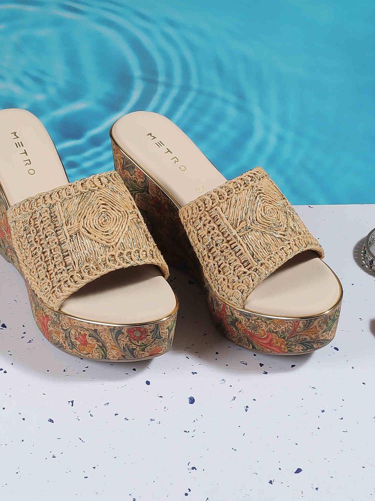 Metro Women Beige Casual Wedges-picture-37