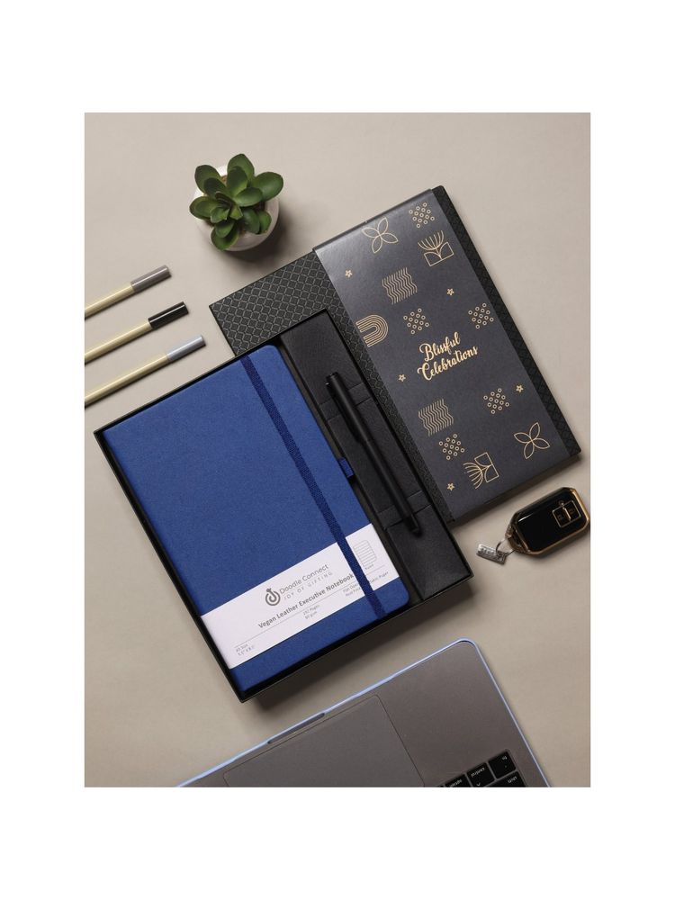 Doodle Collection A5 Undated Vegan Leather Notebook and Stylish Pen Notable Executive Gift Set - 1-picture-27
