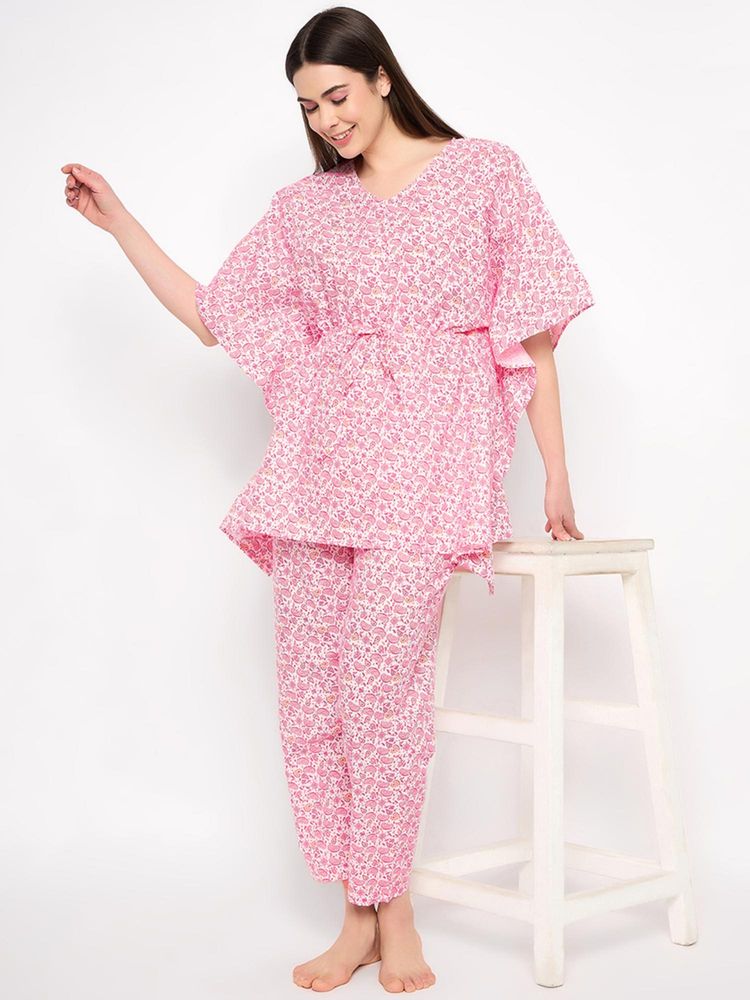 Clovia Women's Rayon Printed Kaftan Top and Pyjama-picture-20