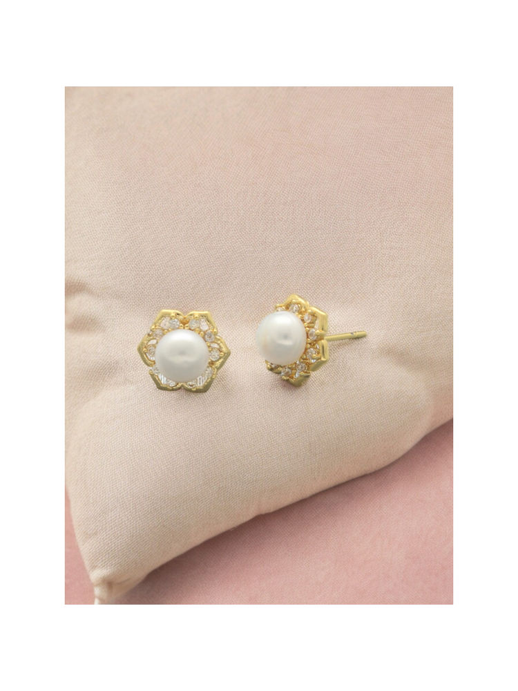 Sri Jagdamba Pearls Floral Pearl Earrings-picture-19