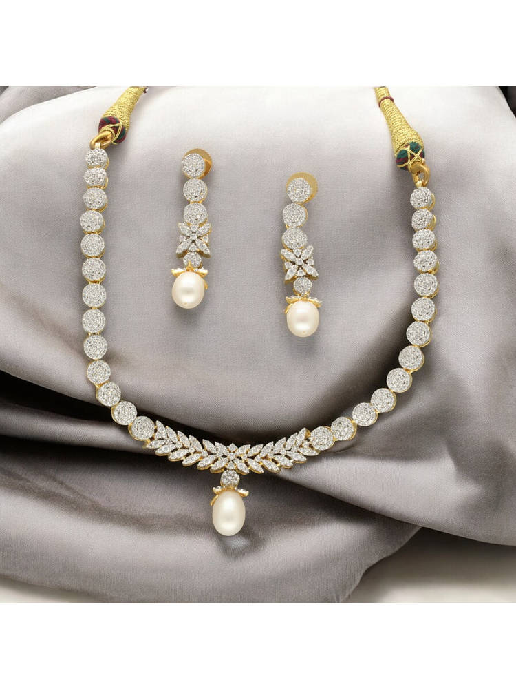 Sri Jagdamba Pearls Charmed Essence Pearl Necklace with Pair Of Earrings-picture-11