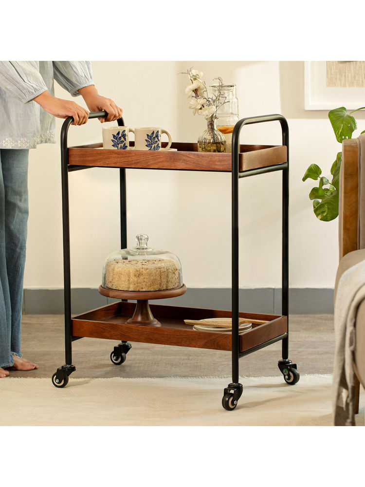 Ellementry Brown Wooden & Metal Serving Trolley-picture-16