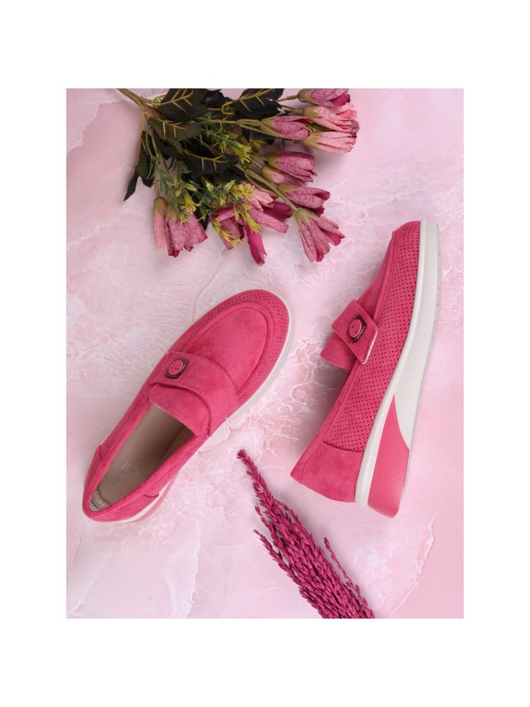 Jove Women Pink Solid Loafers-picture-12