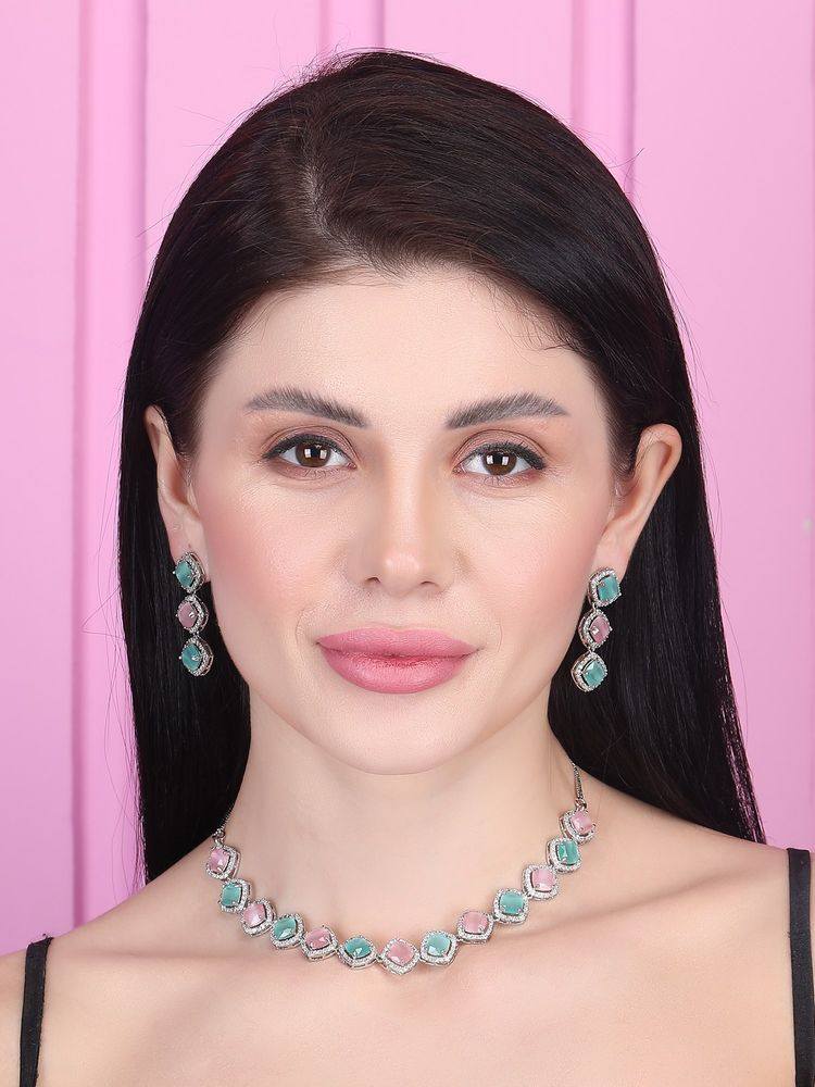 STILEADDA Multi-Color Cz-Ad Subtle Necklace Set-picture-11