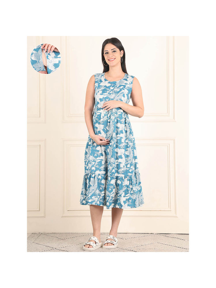 Moms Maternity Womens Slub Maternity Midi Dress-picture-33