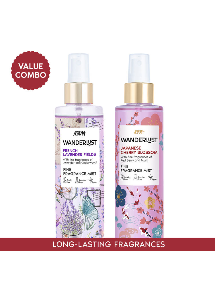 Wanderlust Best Sellers Floral Body Mist Combo - Japanese Cherry Blossom & French Lavender