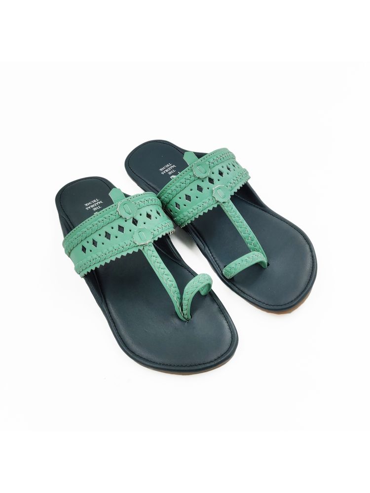 The Madras Trunk Dark Blue Mint Kolhapuris-image-49