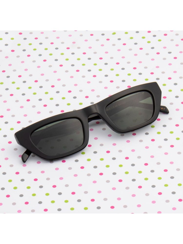 TED SMITH Womens Polarized UV Protection Green Lens Black Cat-Eye Sunglasses-image-14