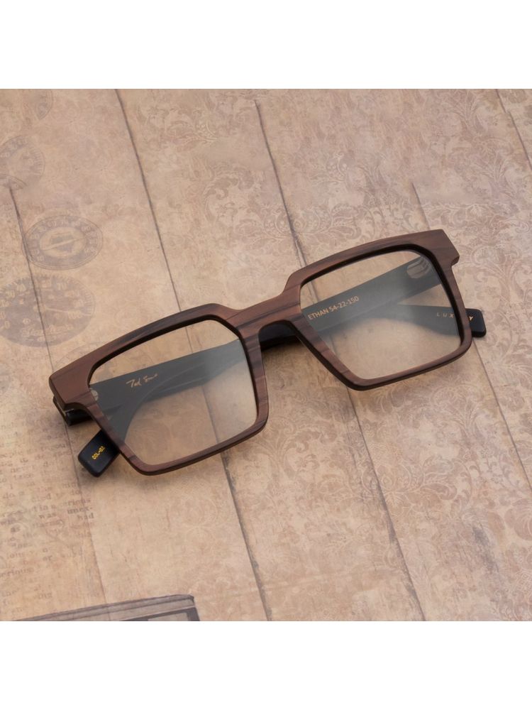 TED SMITH Unisex Polarized UV Protection Light Brown Lens Brown Wooden Square Sunglasses-picture-20