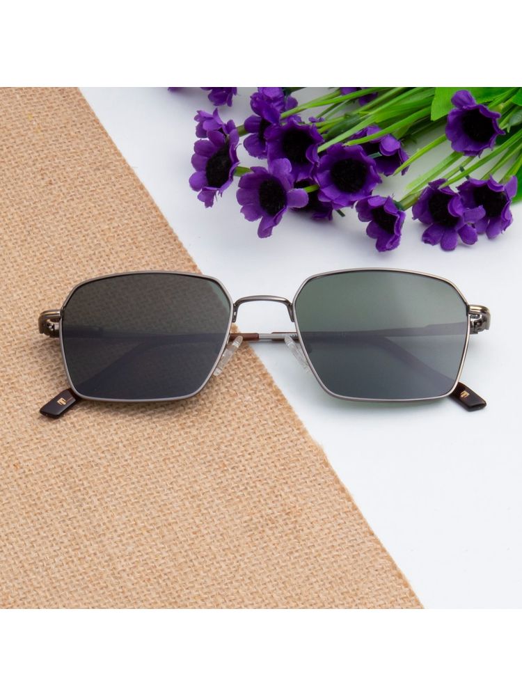 TED SMITH Unisex Polarized UV Protection Green Lens Gunmetal Grey Square Sunglasses-picture-11