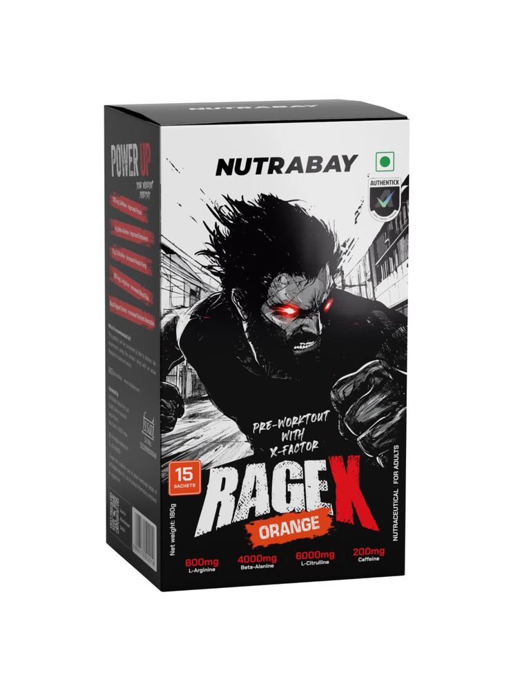Nutrabay Ragex Pre Workout Supplement Powder - Orange Flavour (15 Sachets)-picture-24