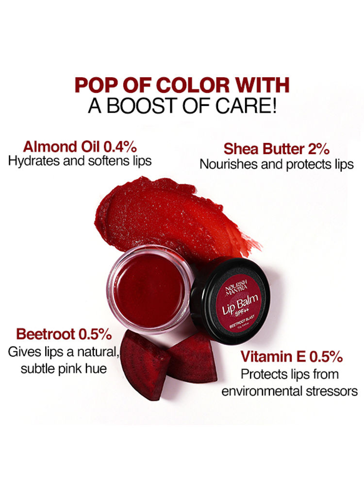 Nourish Mantra Beetroot Blast Lip Balm with SPF & Olive Oil for Soft & Moisturized Lips