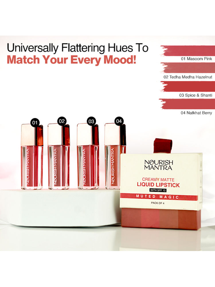 Nourish Mantra Liquid Lipstick Muted Magic Creamy Matte with SPF