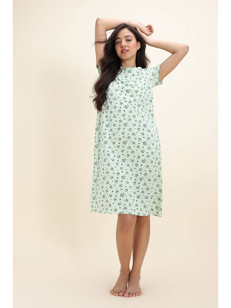 Zivame Knit Cotton Mid Length Nightwear - Gleam-picture-32