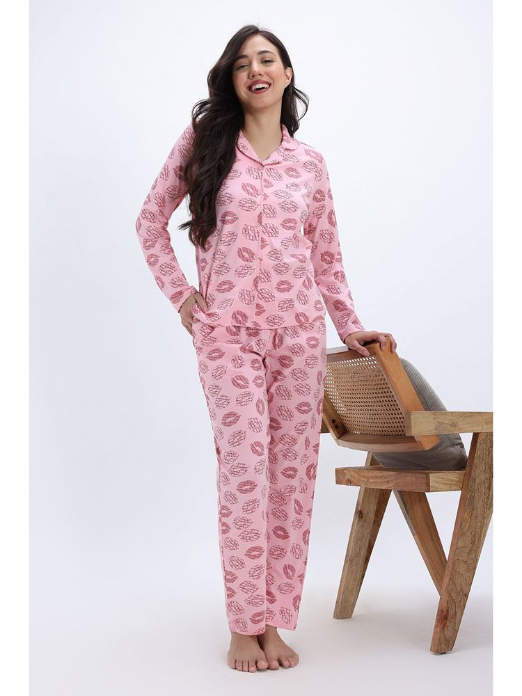Zivame Knit Cotton Tickled Pink Shirt and Pyjama-picture-39