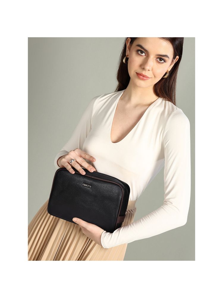 Sassora Premium Leather Women's Toiletry Travel Pouch (M)-image-38
