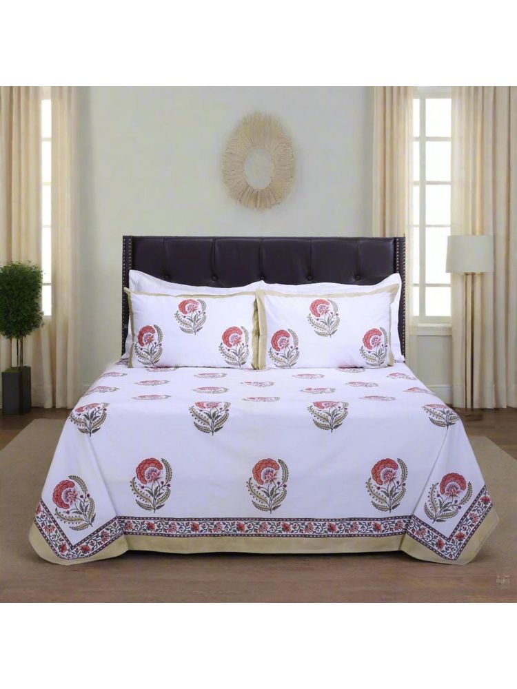 Shahenaz Naadiya Flower 220 TC Single Bedsheet with Pillow Cover-image-3