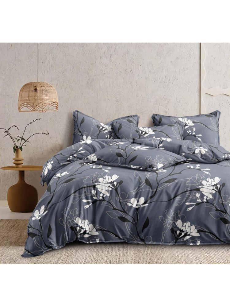 BAJO'S 100% Cotton 300 Tc King Size Bedsheet with pillow covers Grey-image-24