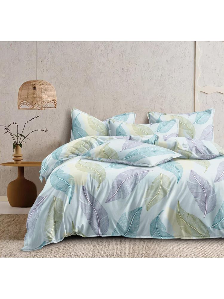 BAJO'S 100% Cotton 300 Tc King Size Bedsheet with pillow covers Aqua