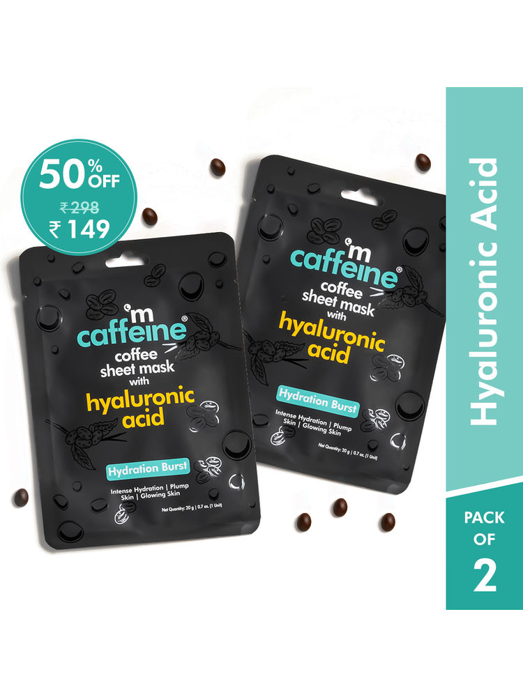 MCaffeine Hyaluronic Acid Face Sheet Masks with Coffee for Glowing Skin & 24h Hydration - Pack of 2-picture-17