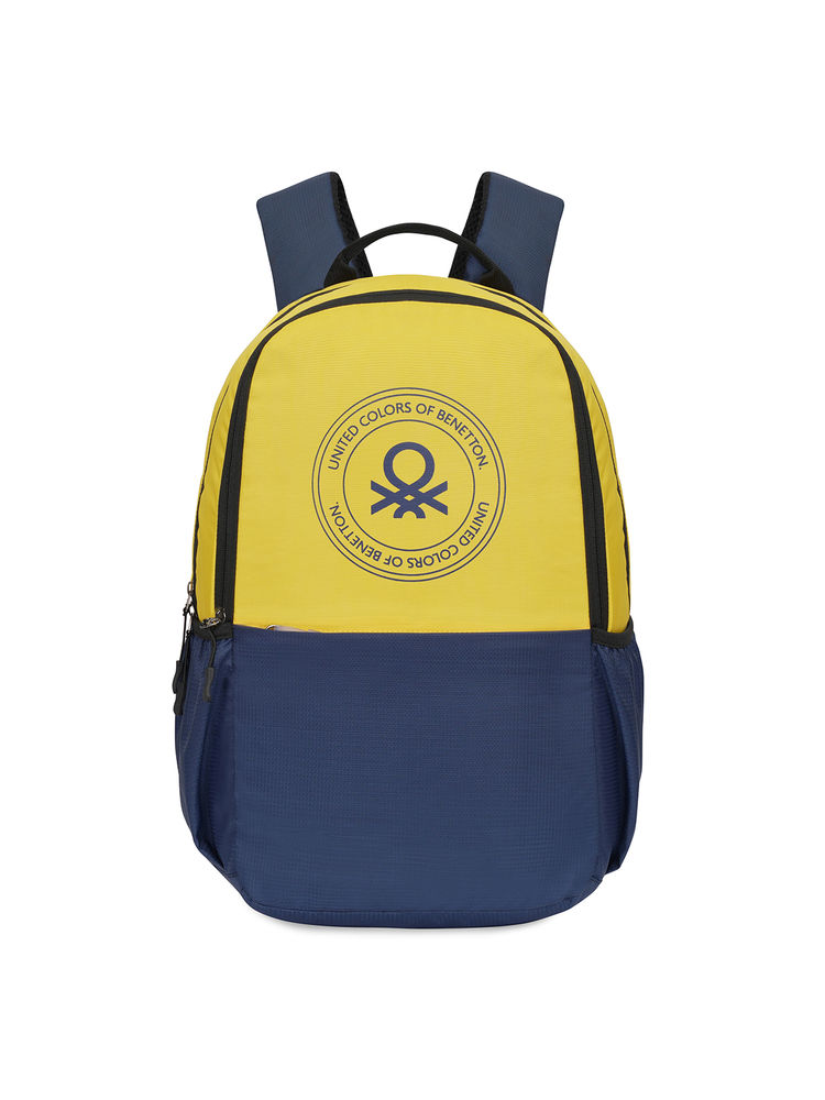 united colors of benetton fashion United Colors of Benetton Unisex Polyester 14 Inch Laptop Backpack - Yellow & Navy Blue-picture-14