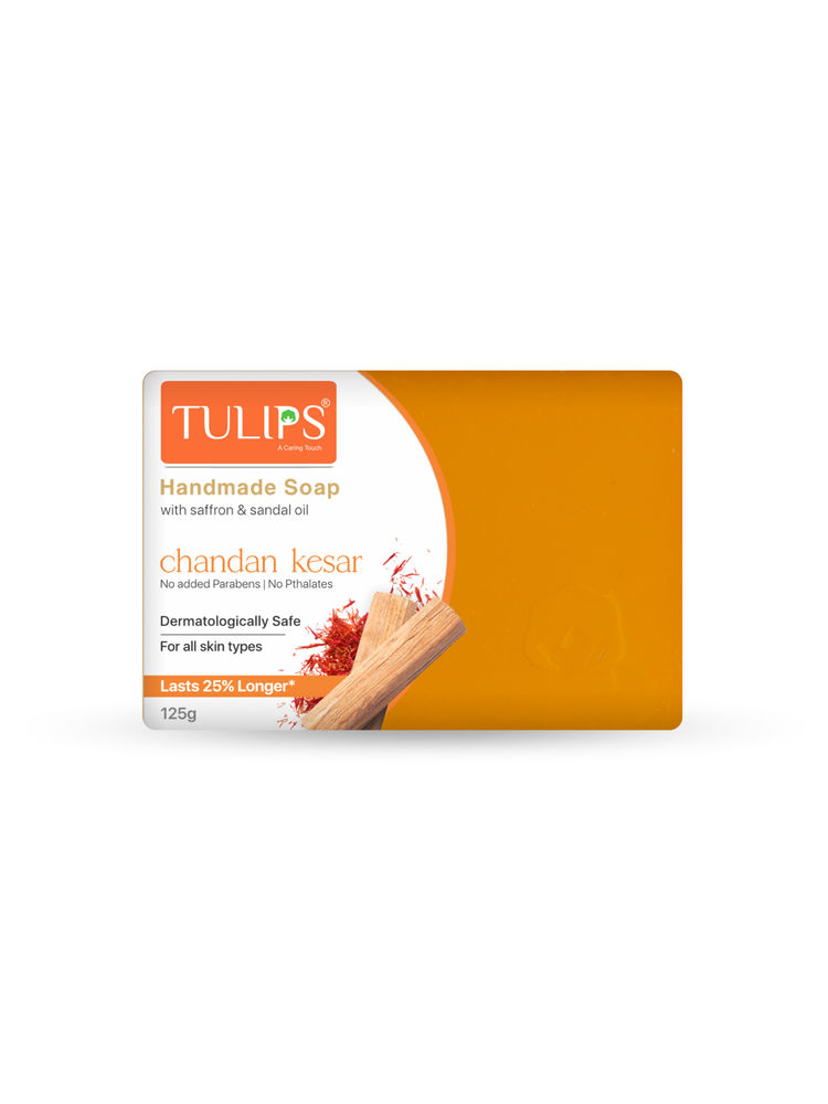 Tulips Handmade Soap With Saffron & Sandal Oil - Chandan Kesar