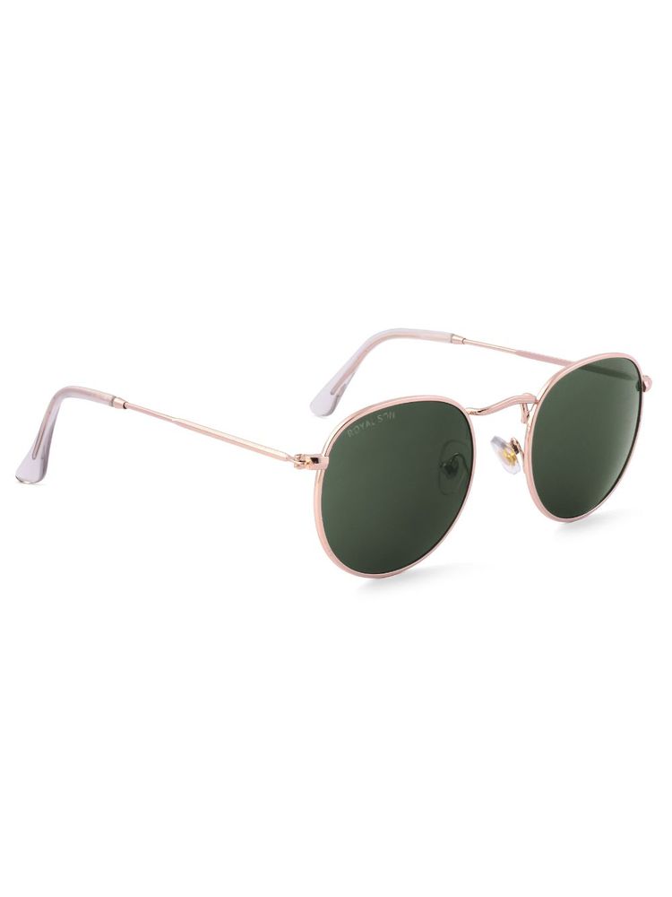 Royal Son Unisex Round Sunglasses Green Lens -rs0032av