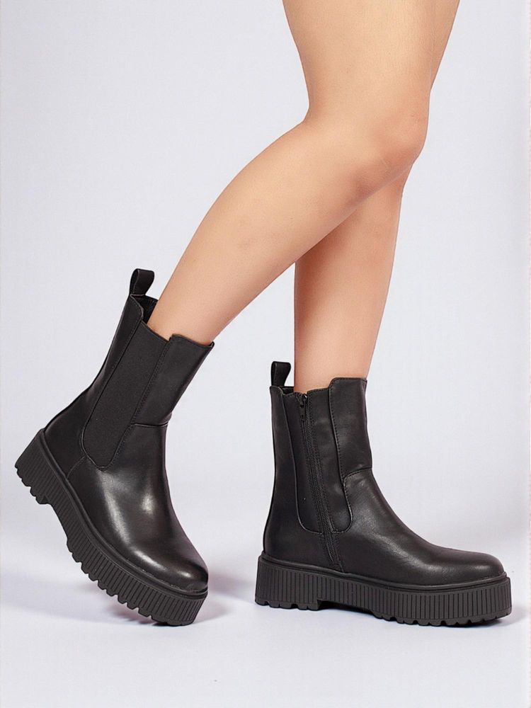 Truffle Collection Black Solid Casual Boots-picture-25