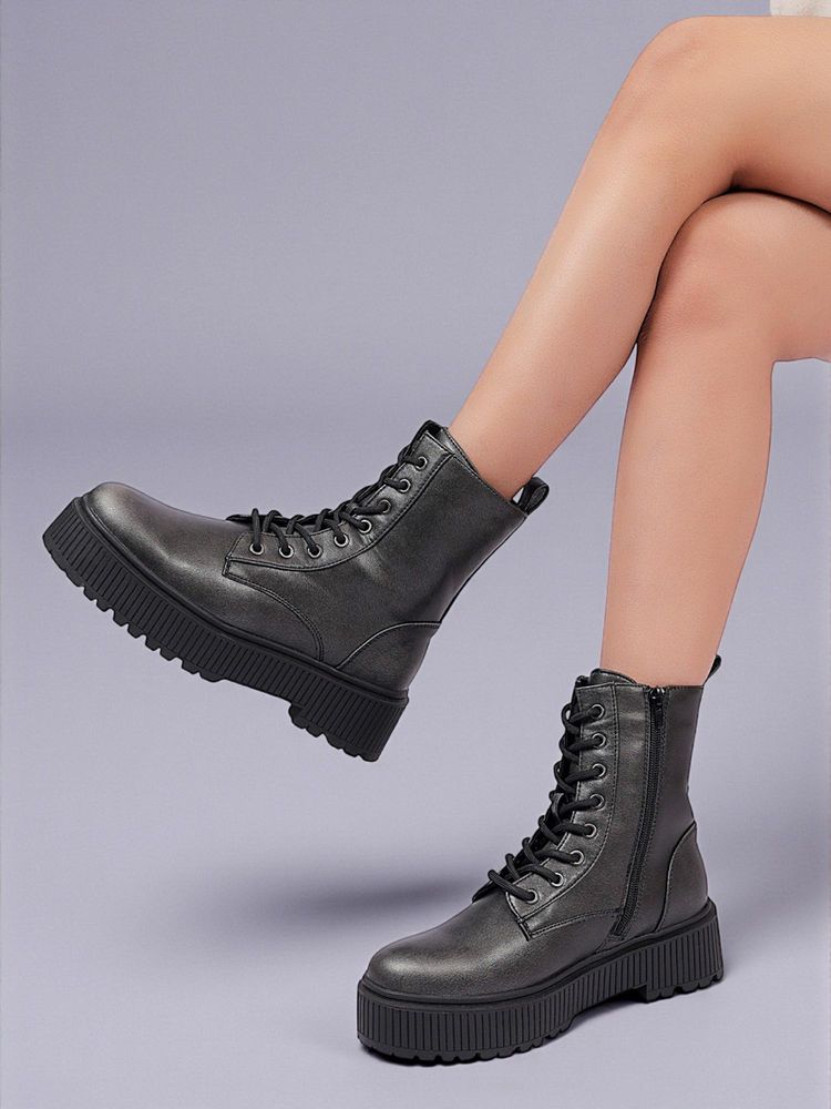 Truffle Collection Black Solid Casual Boots-picture-20
