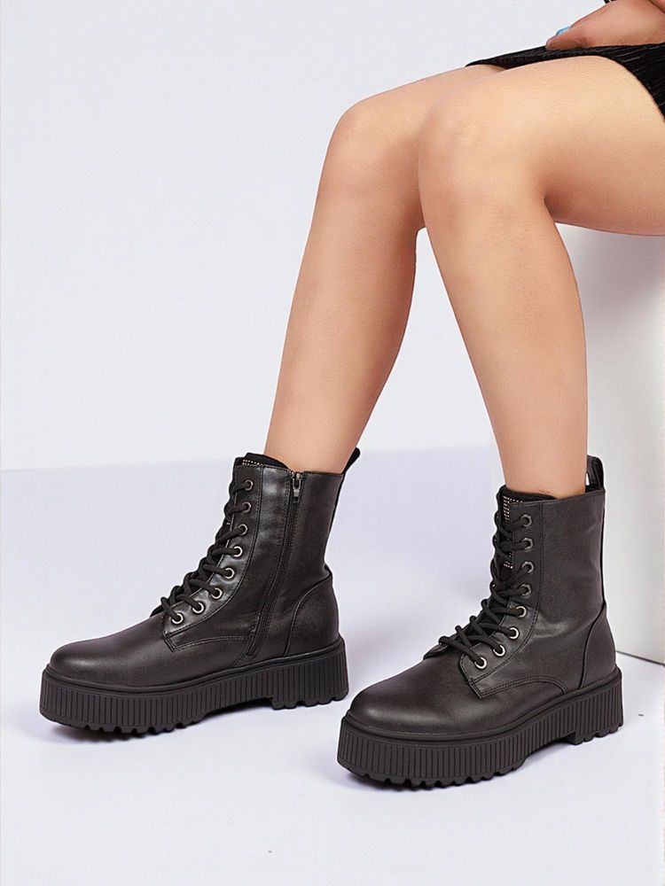 Truffle Collection Black Solid Casual Boots-picture-18