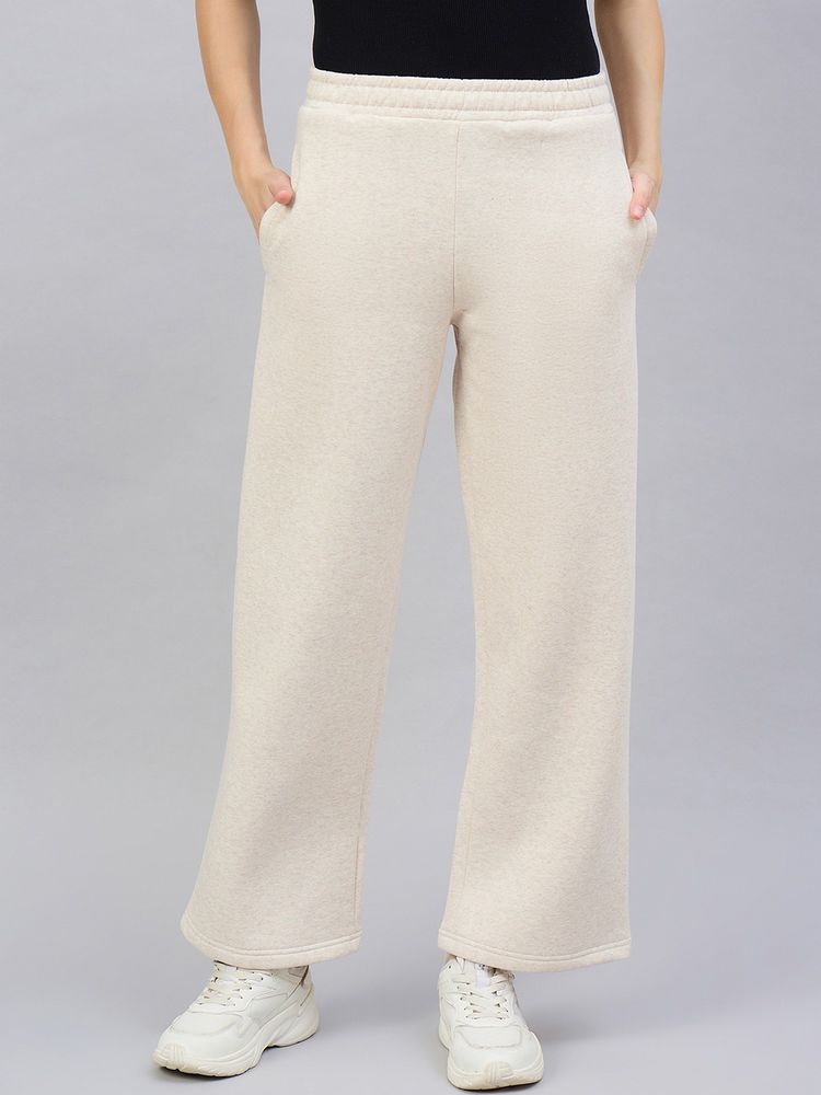 98 Degree North Women Beige Fleece Straight Textured Trackpant-picture-15