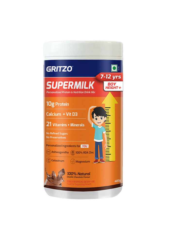 Gritzo SuperMilk Height+ for 7-12 Yrs Boys Protein Nutrition Drink Mix,Double Chocolate-picture-18