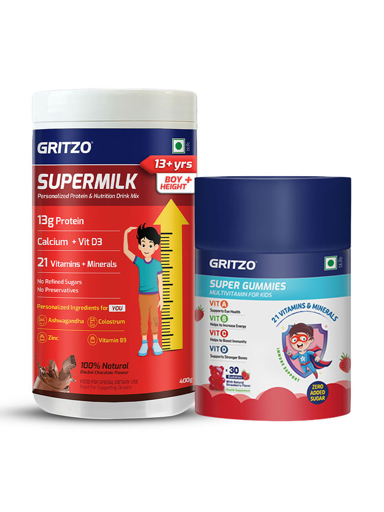 Gritzo SuperMilk Height Personalized Protein And Nutrition Drink Super Gummies 13 + Years For Boys-picture-38
