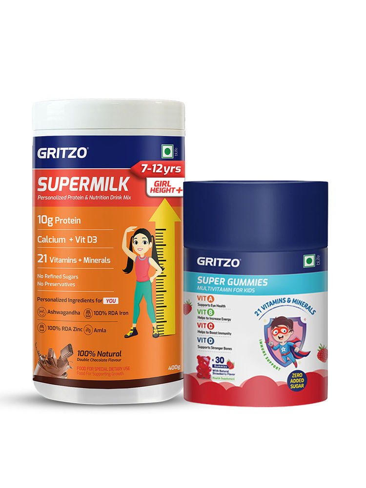 Gritzo SuperMilk Height Personalized Protein And Nutrition Drink + Super Gummies 8-12 Years Girls-picture-12