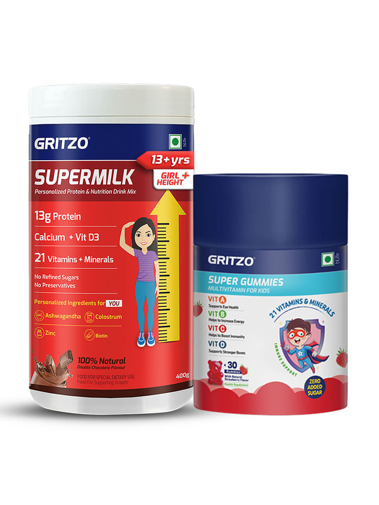 Gritzo SuperMilk Height Personalized Protein And Nutrition Drink + Super Gummies 13+ Years Girls-picture-37