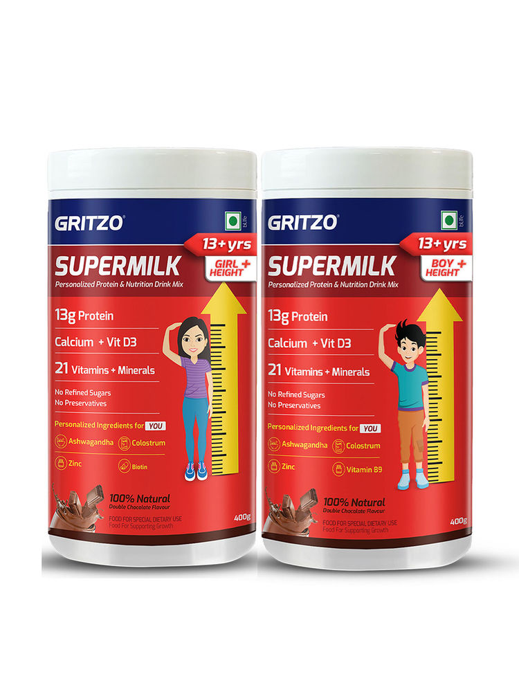 Gritzo SuperMilk Height Personalized Protein Nutrition Drink Super Gummies 13 + Years Boys + Girls-picture-18