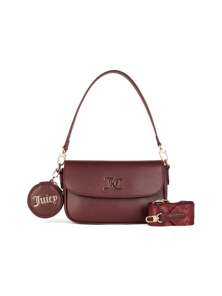 juicy couture accessories Juicy Couture Wine Solid Pu Handheld Bag with Detachable Coin Pouch and Stra-picture-15