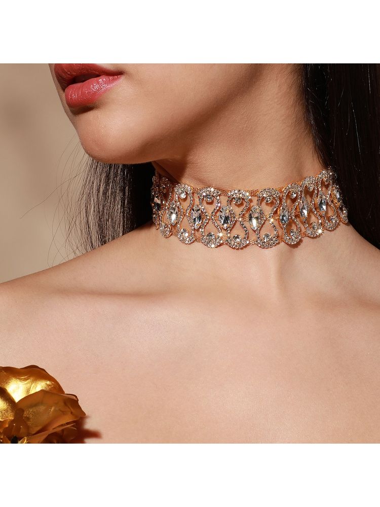 SOHI Gold Plated Designer Party Necklace for Women-picture-12