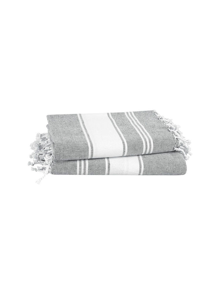 LANE LINEN Pure Cotton Turkish Bath Towel Grey (Pack of 2)-image-7