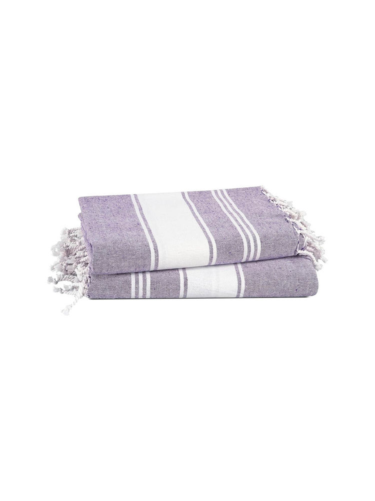 LANE LINEN Pure Cotton Turkish Bath Towel Purple (Pack of 2)-image-1