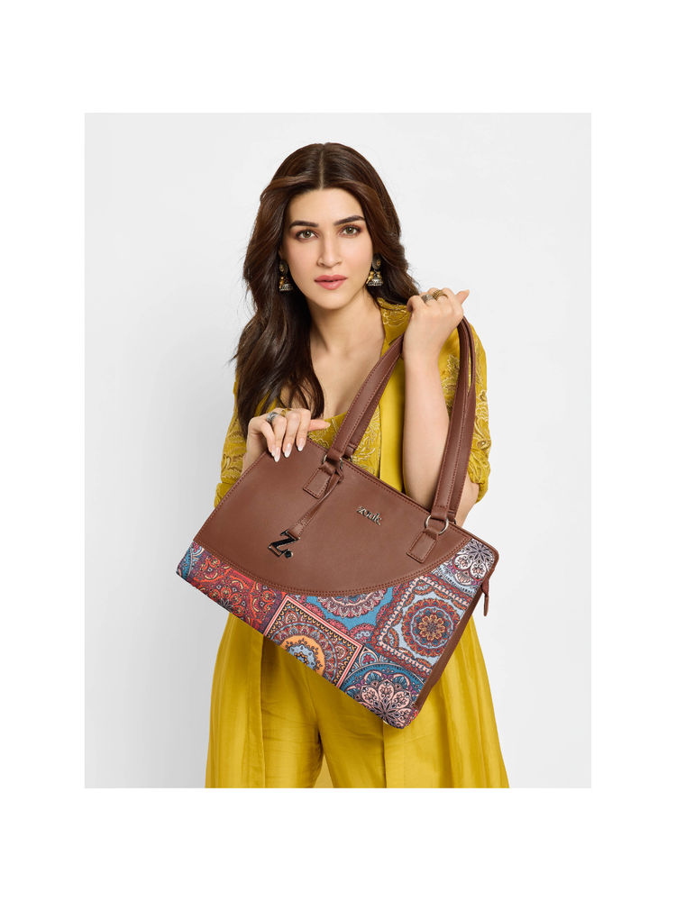Zouk Multicolour Mandala Print Office Essential Shoulder Bag