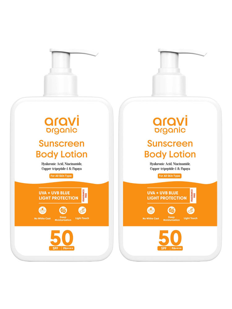 Aravi Organic Oil-Free Body Sunscreen SPF 50+ PA++++ For Lightweight & Non-Greasy - Pack Of 2-image-12