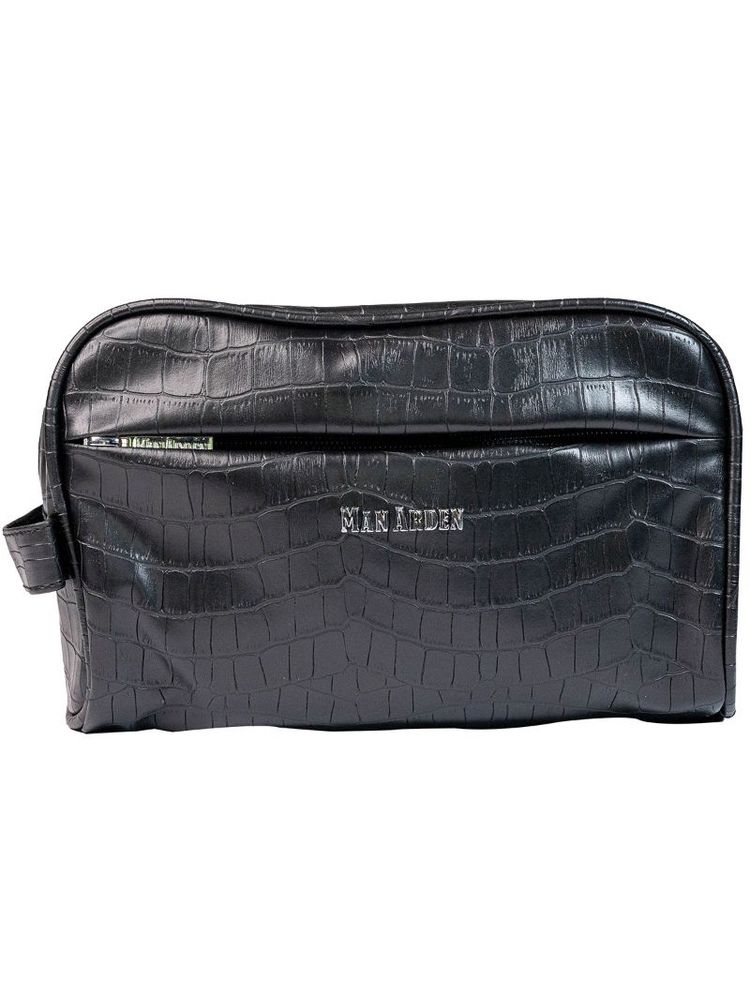 Man Arden "The Bossy Black" PVC Leather Toiletry Bag / Shaving Kit Pouch for Men - Black-picture-19