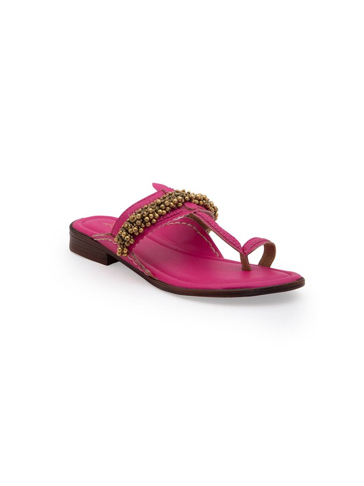 5 Elements by Radhika Gupta Pink Embellished Kolhapuris-picture-10
