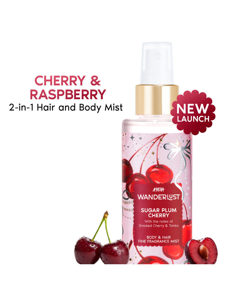 Wanderlust Sugar Plum Cherry Body & Hair Perfume Mist Long Lasting Fragrance (Raspberry, Rose)-picture-19