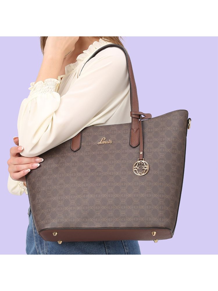 Lavie Women's Monoprint Hailon Tote (Brown) (L)